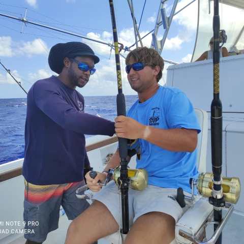 a man holding a pole