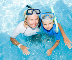 a girl in a pool of water