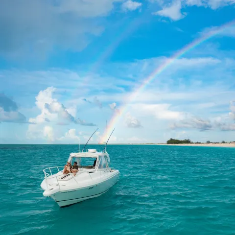 a small boat in a body of water